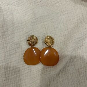 Sezane Gold and Orange Oversized Statement Earrings